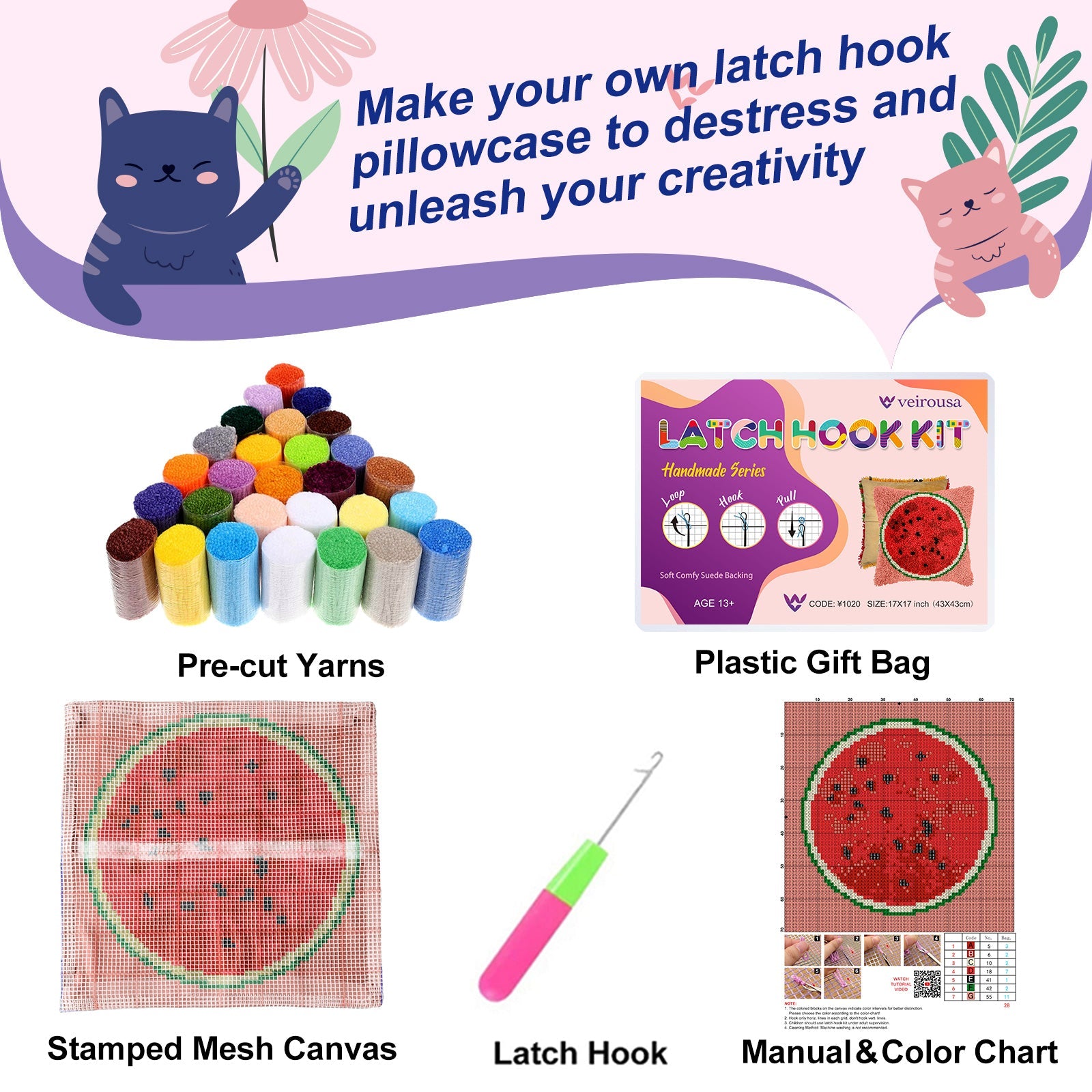 Fruit Design Latch Hook Pillow Kit