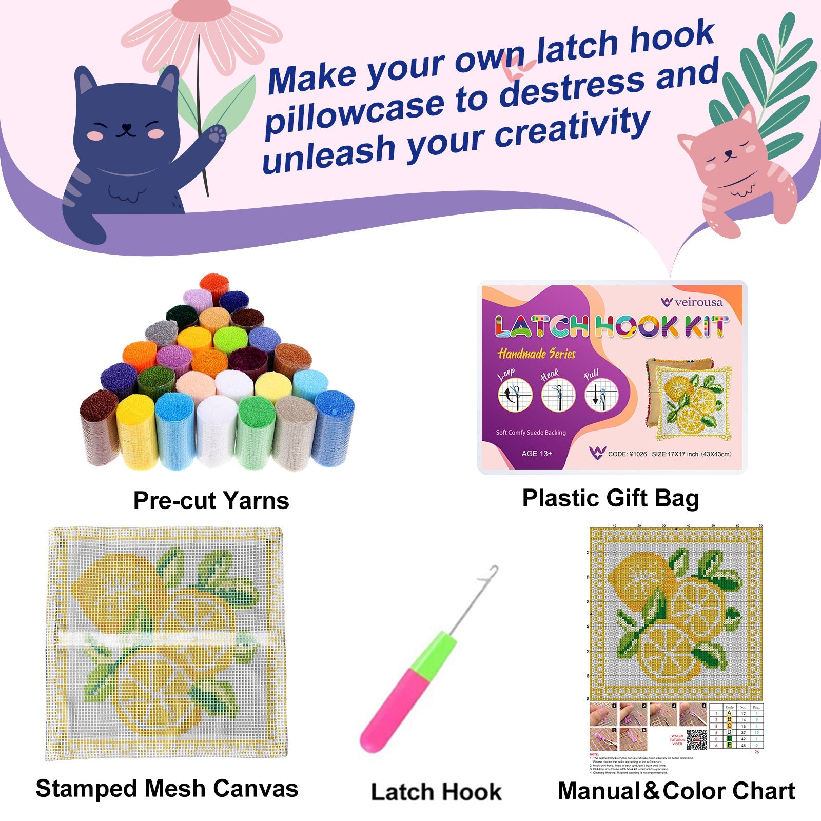 Fruit Design Latch Hook Pillow Kit