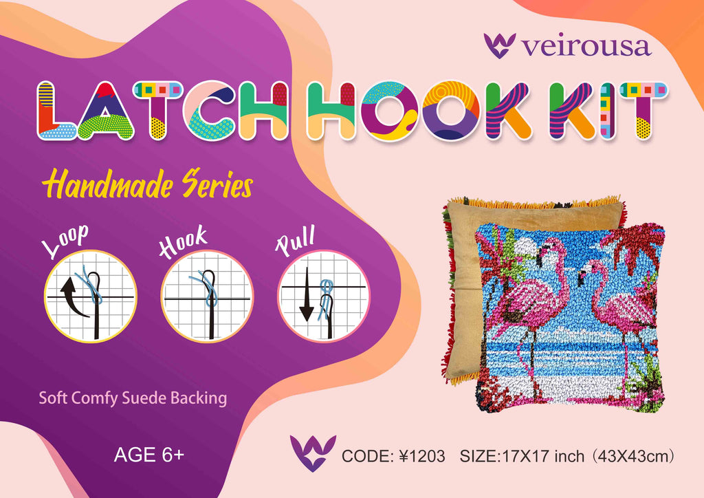 Tropical Flamingos Latch Hook Pillow Kit