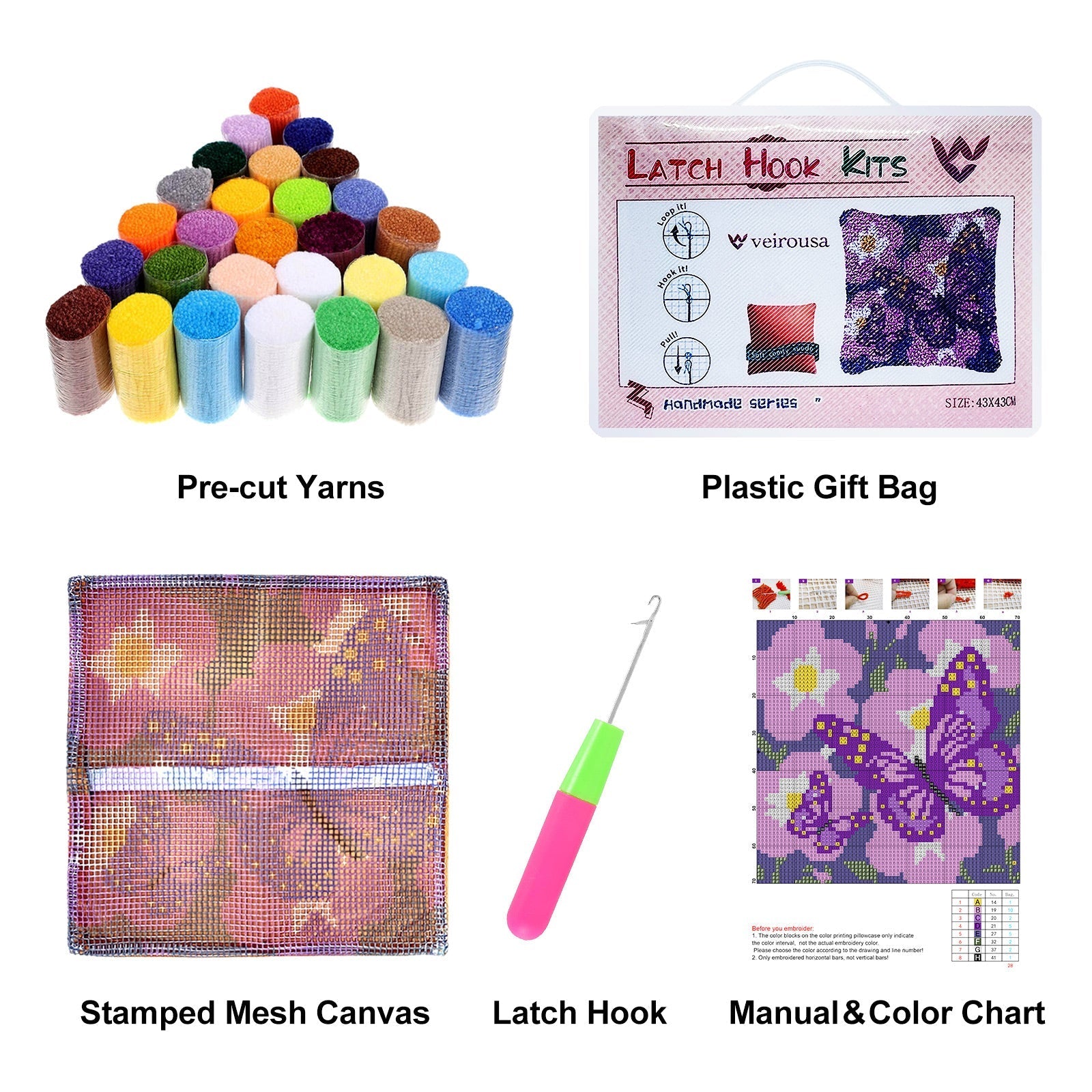 Unicorn Princess Latch Hook Pillow Kit