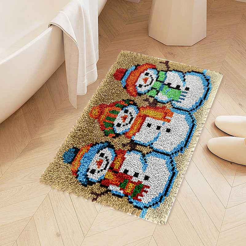 Three Snowmen Latch Hook Rug Kit