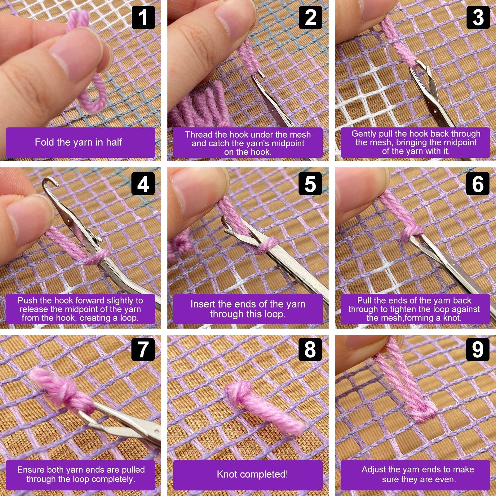 Moonlight Owl Latch Hook Pillow Kit