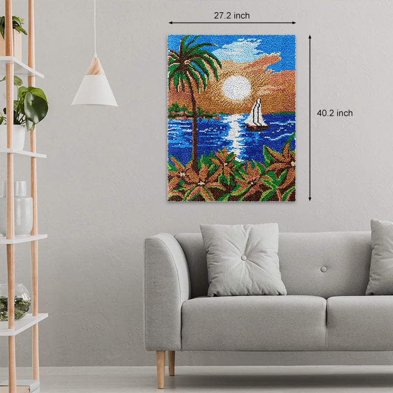 Sunset Latch Hook Rug Kit, Large Size DIY Rug Craft Set