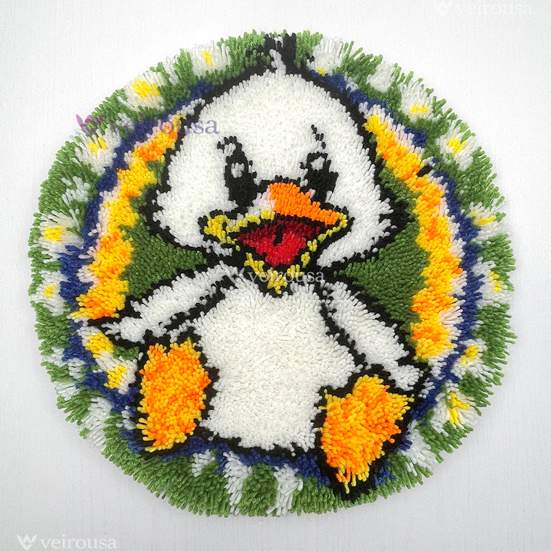 Happy Little White Duck Latch Hook Rug Kit