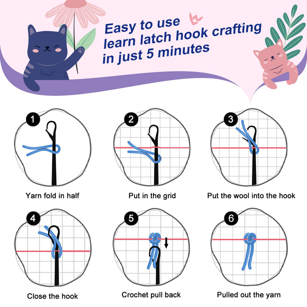 Beach Cool Dog Latch Hook Pillow Kit