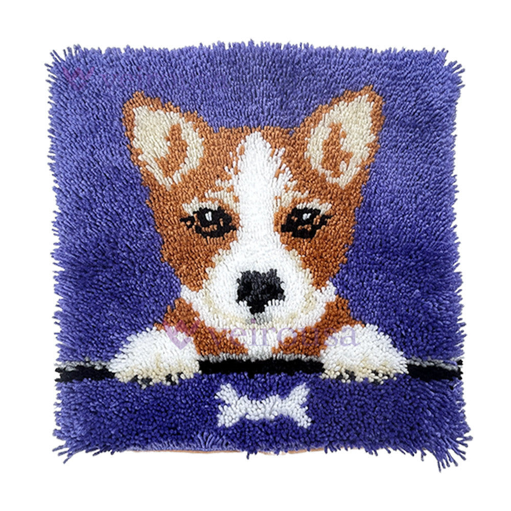 Corgi Puppy Latch Hook Pillow Kit