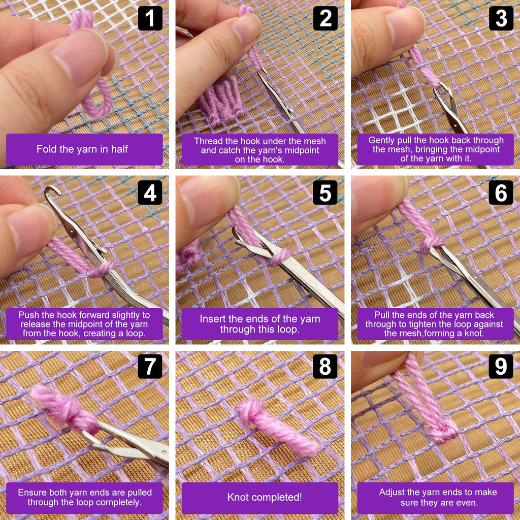 Cool Orange Cat Latch Hook Pillow Kit