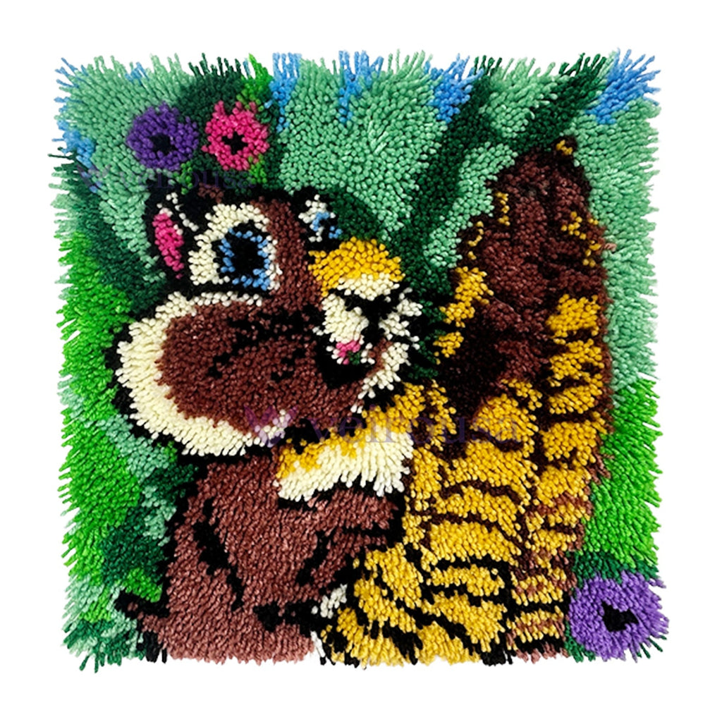 Hungry Squirrel Latch Hook Pillow Kit