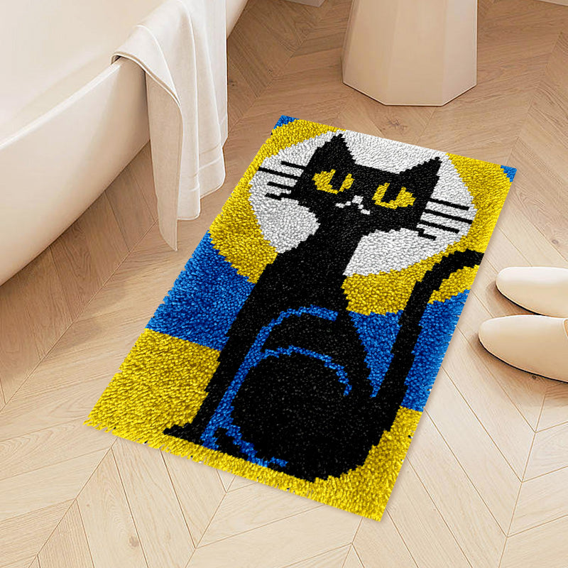 Moonlight Black Cat Latch Hook Rug Kit