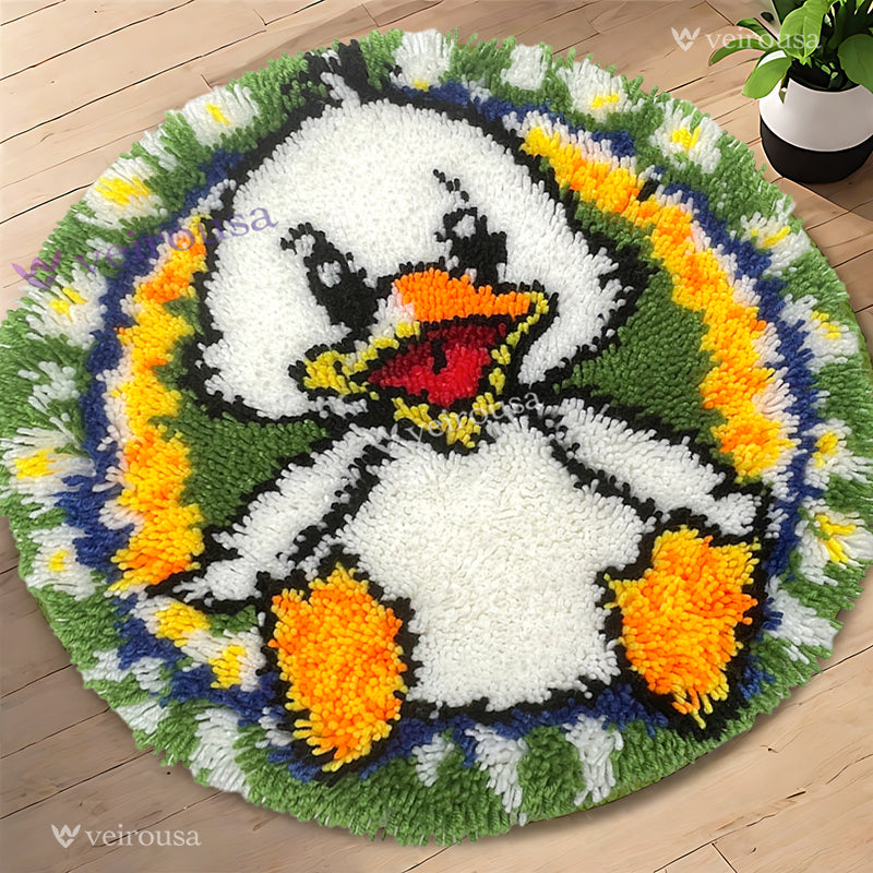 Veirousa Happy Little White Duck Latch Hook Rug Kit