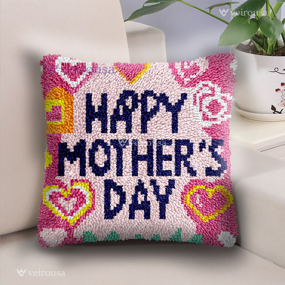 Veirousa Happy Mother's Day Latch Hook Pillow Kit