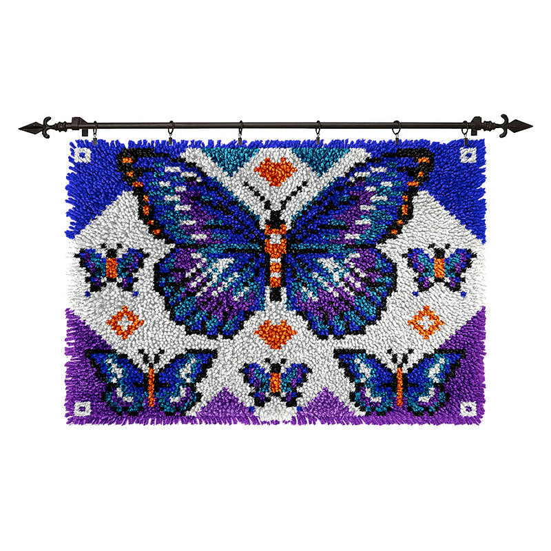 Veirousa Purple Butterfly Latch Hook Rug Kit