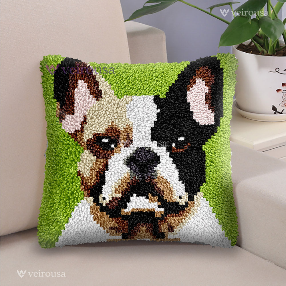 Veirousa Fench Bulldog Latch Hook Pillow Kit